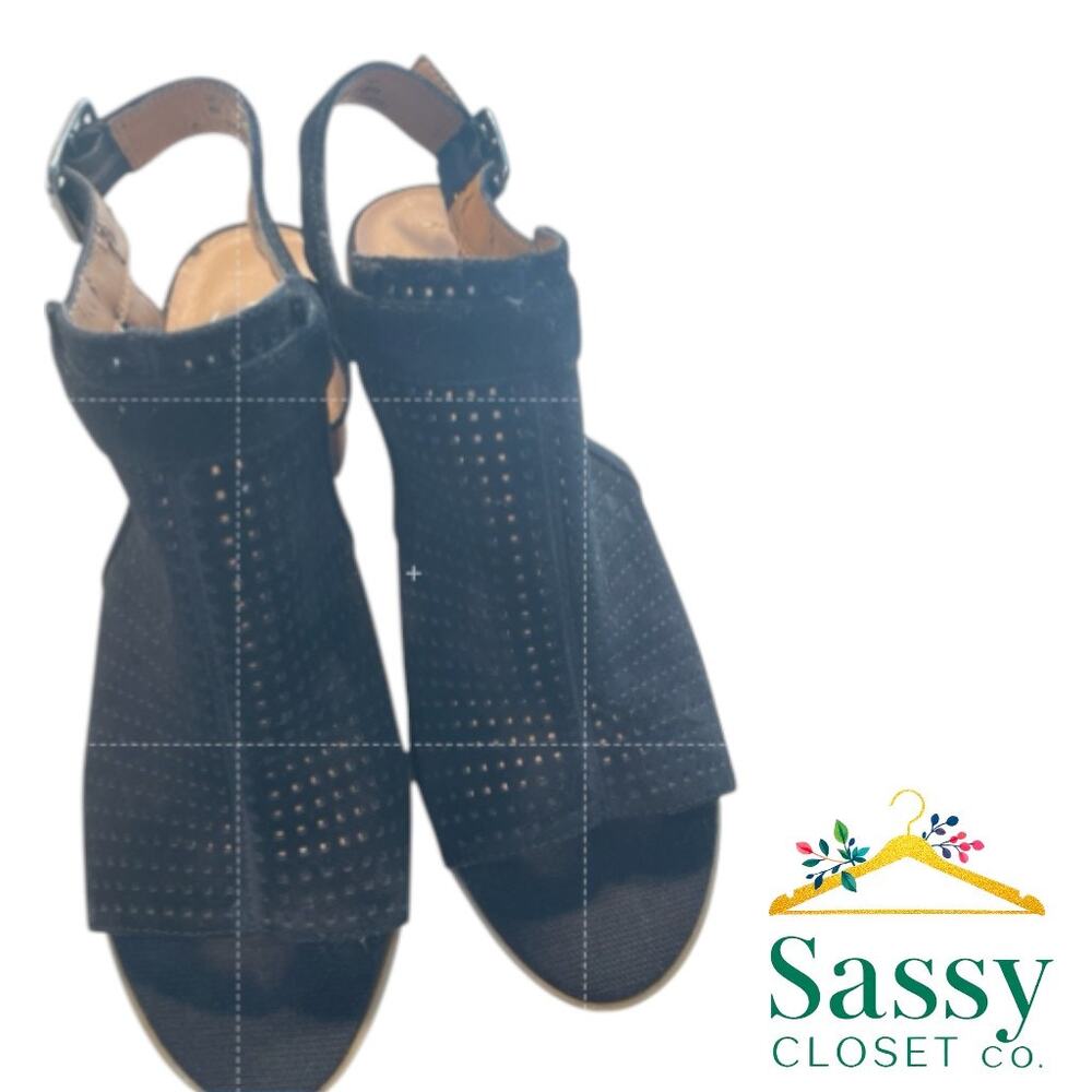 ✨ FRANCO SARTO Black Perforated T-Strap Heels 8 NWT Retro Dark Academia 🖤 - Picture 10 of 11